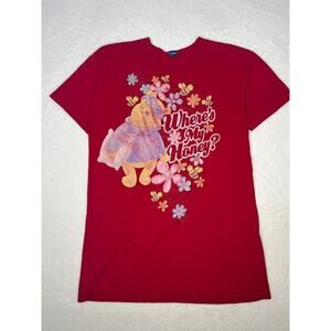 VNTG 90s Winnie The Pooh "Where's My Honey?" Red Sleep Shirt Disney Pajamas